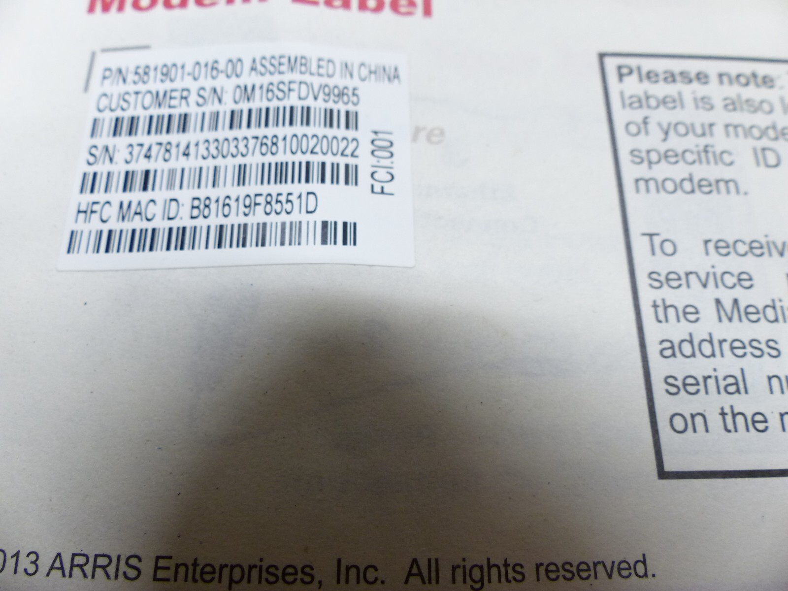 ARRIS SURFboard SB6141 Motorola Surf Board Modem 400 Series