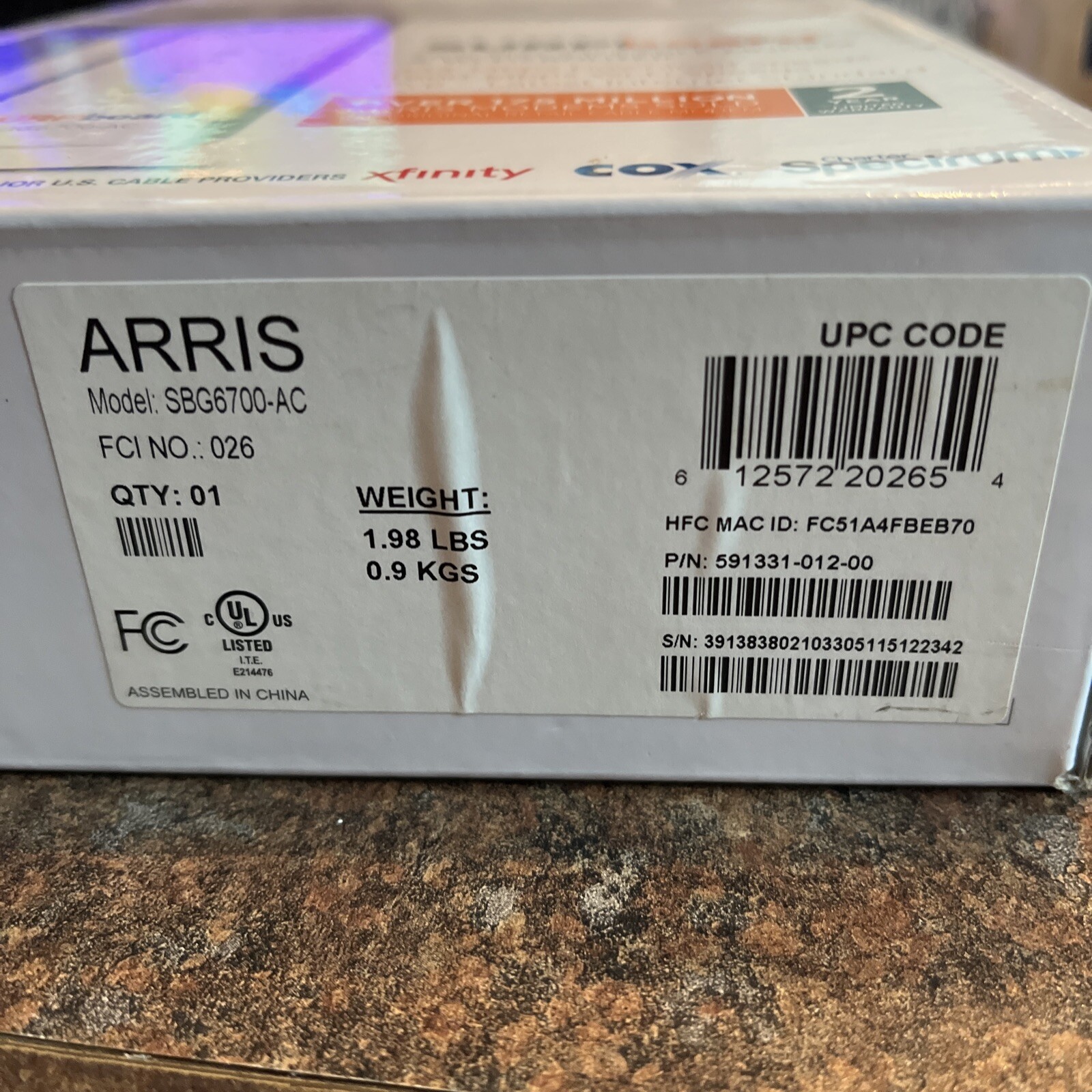 ARRIS SURFboard SBG6700- AC 3.0 Cable Modem & Wi-Fi Router – white