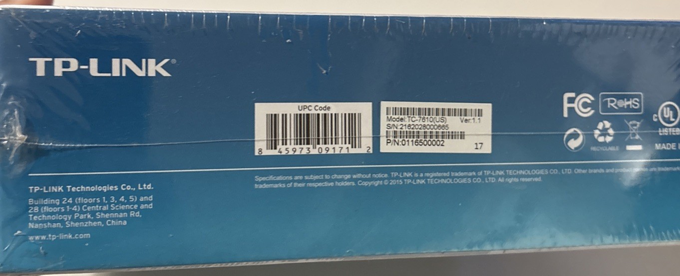 TP-Link TC-7610 DOCSIS 3.0 (8x) Cable Modem (new sealed)