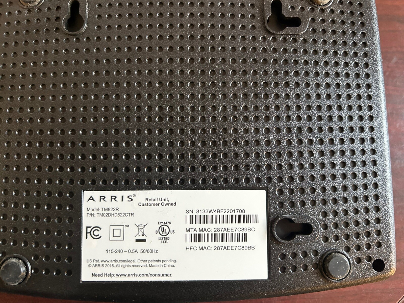 ARRIS TM822R Cable Modem Docsis 3.0 Black 343 Mbps . Preowned Tested.