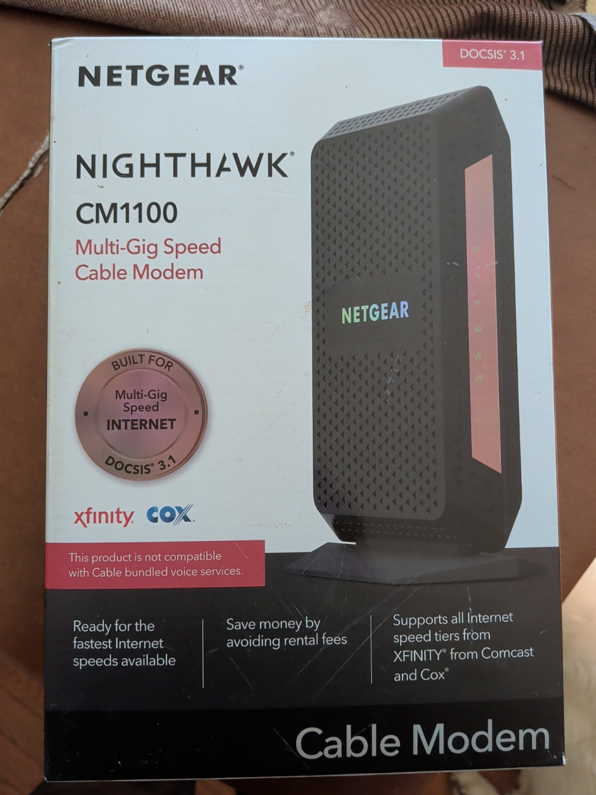 NETGEAR Nighthawk CM1100 DOCSIS 3.1 Cable Modem Multi-Gig Speed