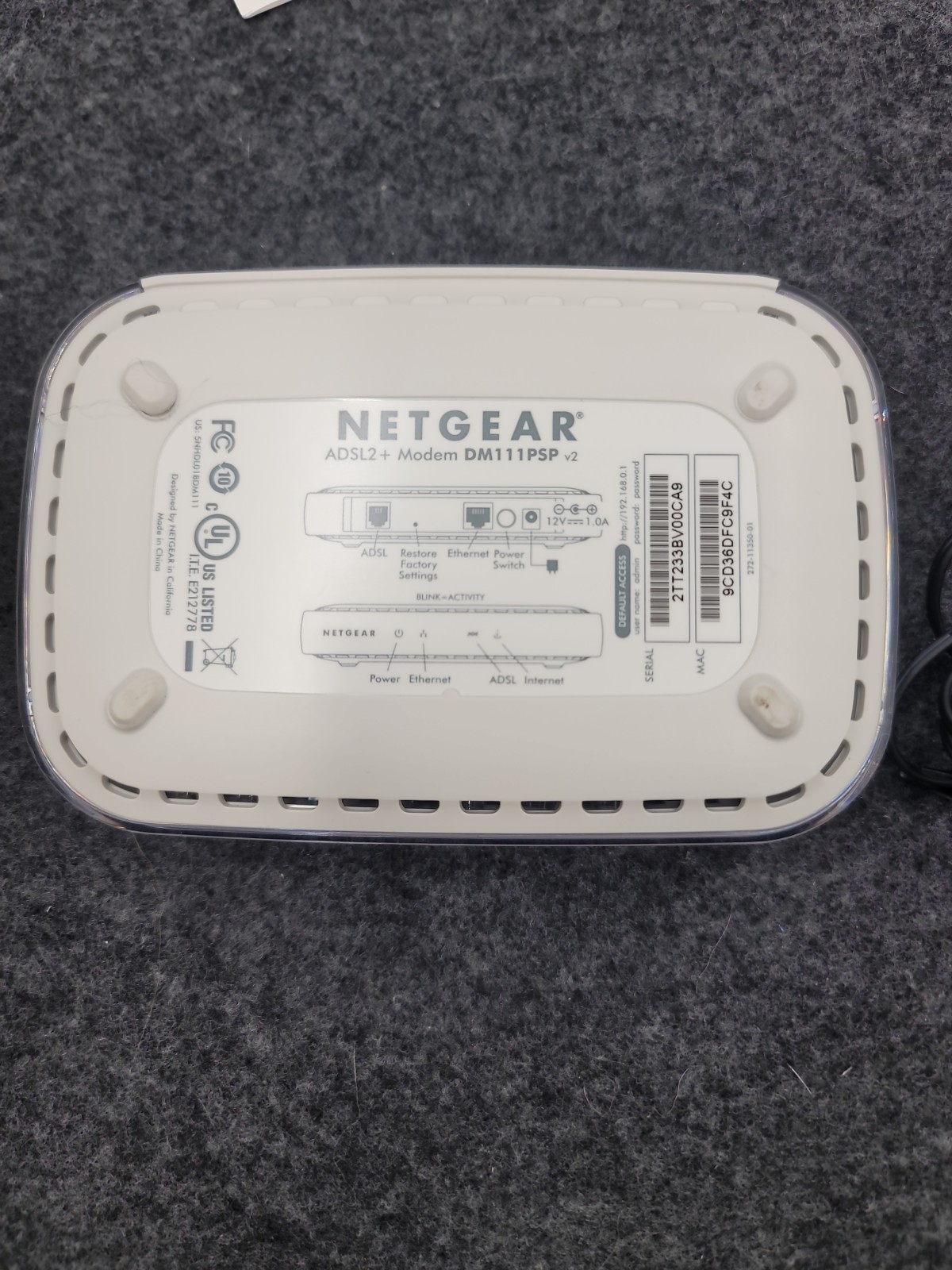 Netgear DM111PSPv2 ADSL2+ Modem High-Speed DSL Internet Modem Router
