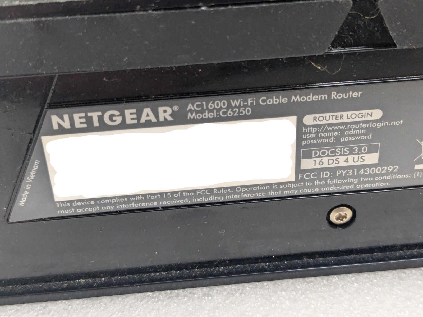 NETGEAR AC1600 C6250 Wi-Fi Cable Modem Router DOCSIS 3.0 1.6Gbps + Power Cable