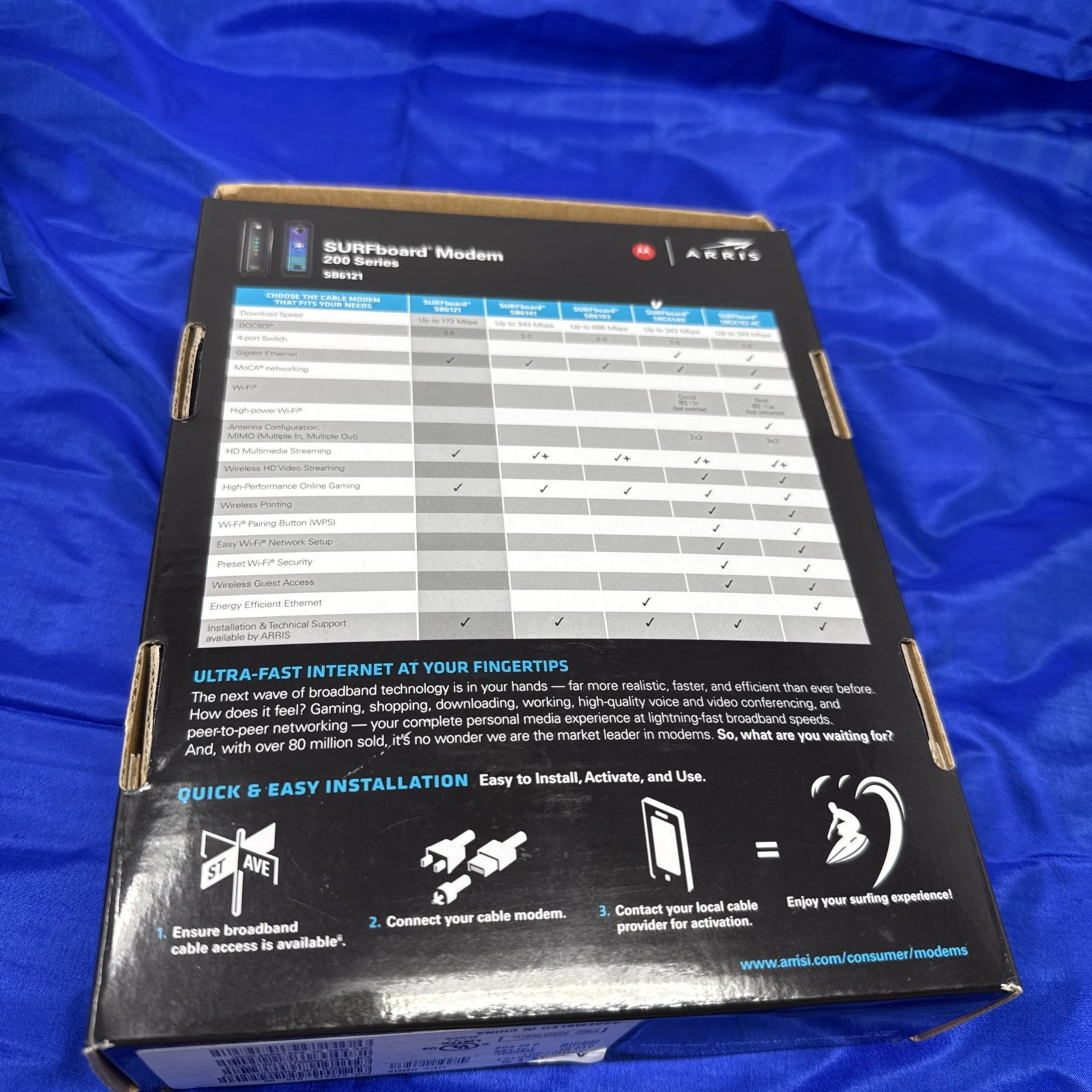 Motorola ARRIS SURFboard SB6121 4×4 DOCSIS 3.0 Cable Modem With Power Adapter