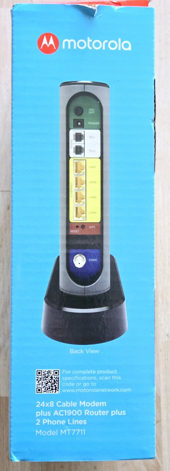 MOTOROLA MT7711 24X8 Cable Modem and AC1900 Dual Band Wi-Fi Gigabit Router