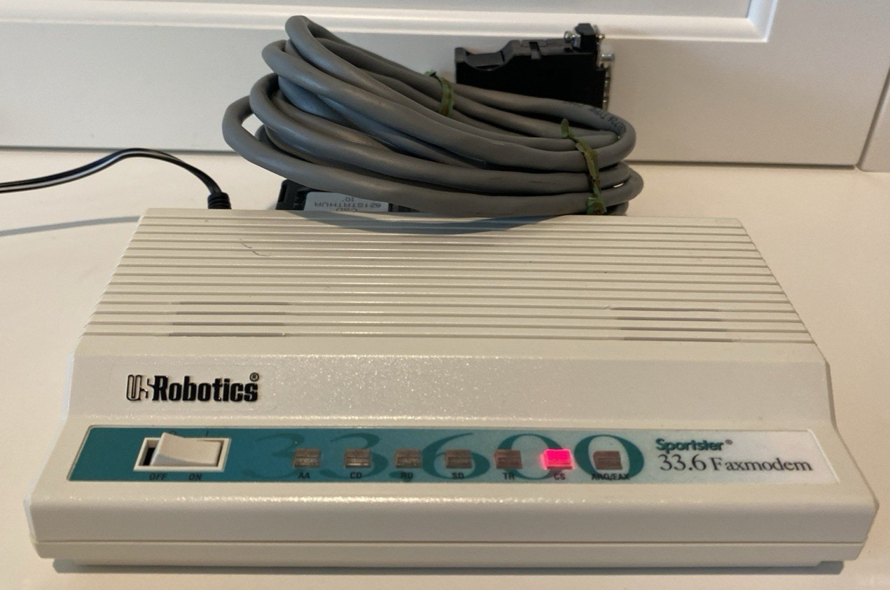 Vtg US Robotics Sportster 33.6 Faxmodem 0459 with Cable Powers On