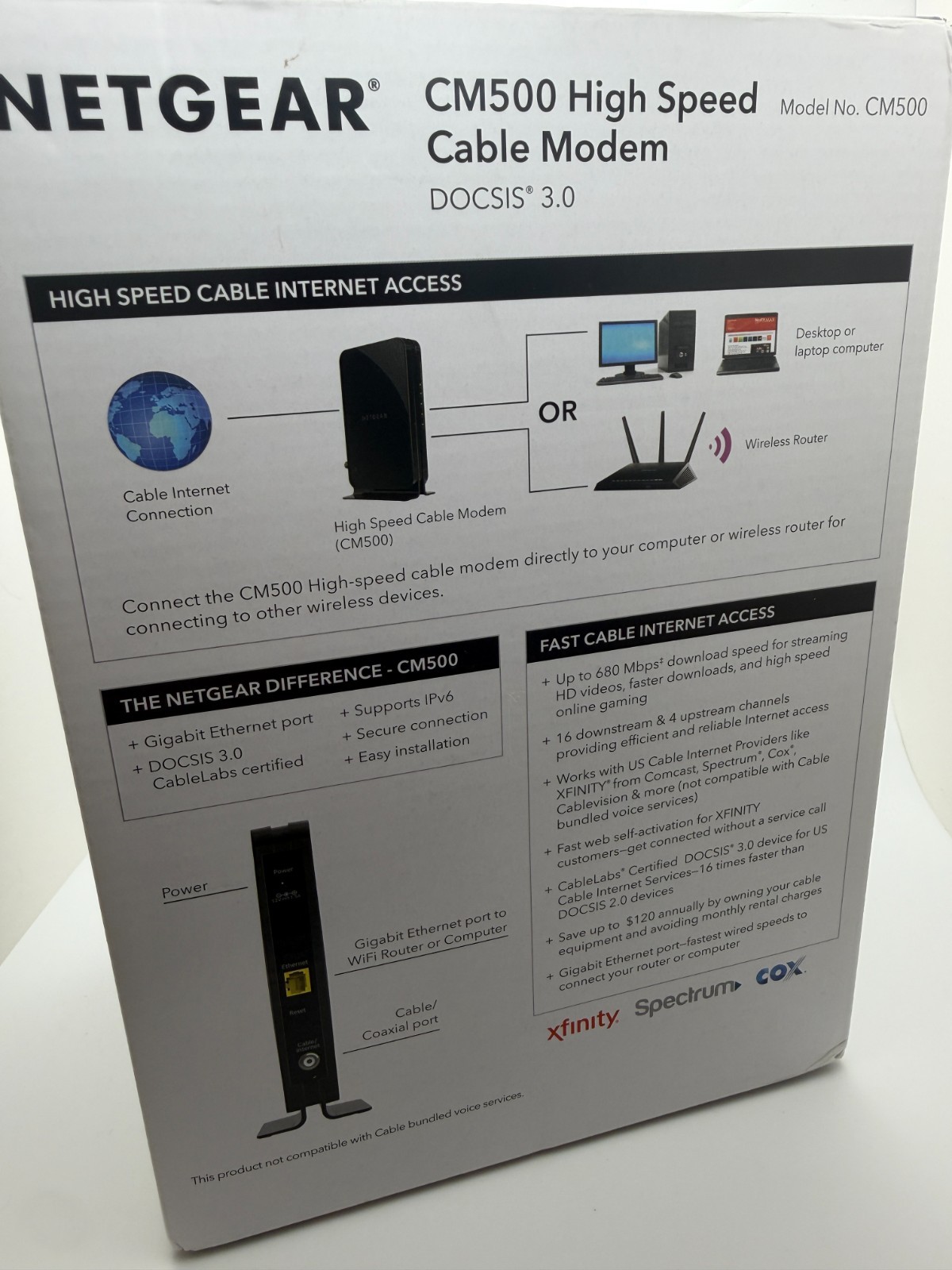 NETGEAR CM500 High Speed Cable Modem DOCSIS 3.0 Up To 680Mbps 16×4