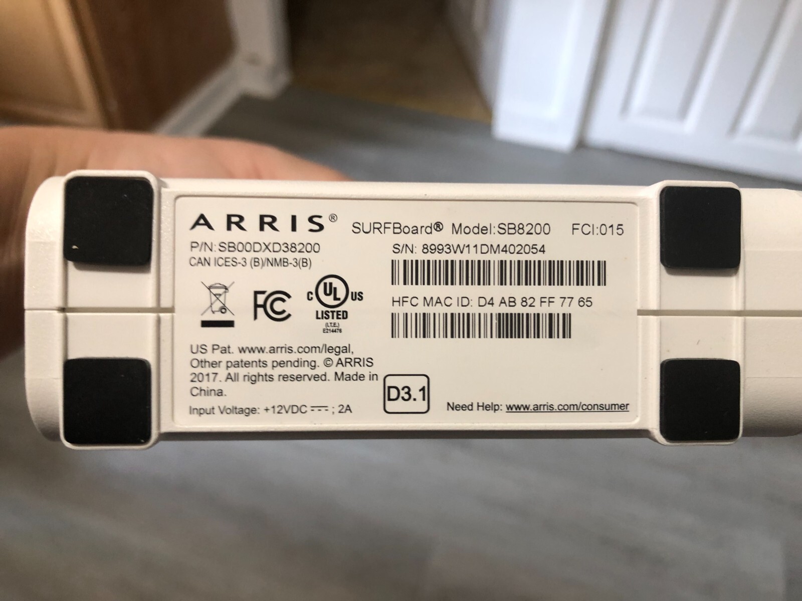 Arris SurfBoard SB8200 32X 8 DOCSIS 3.1 1GB Enternet Port Modem N/ POWER CORD