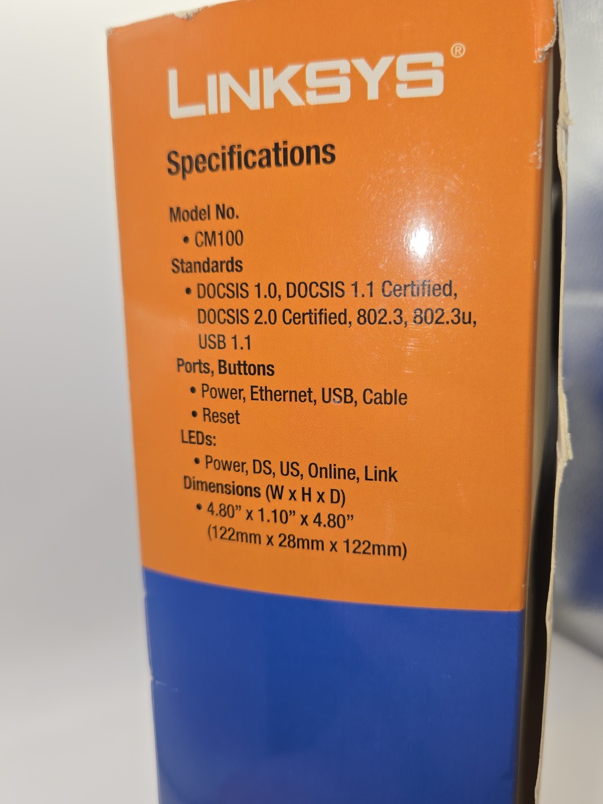 Cisco-Linksys Cable Modem with Ethernet USB Connection CM100 100% Complete
