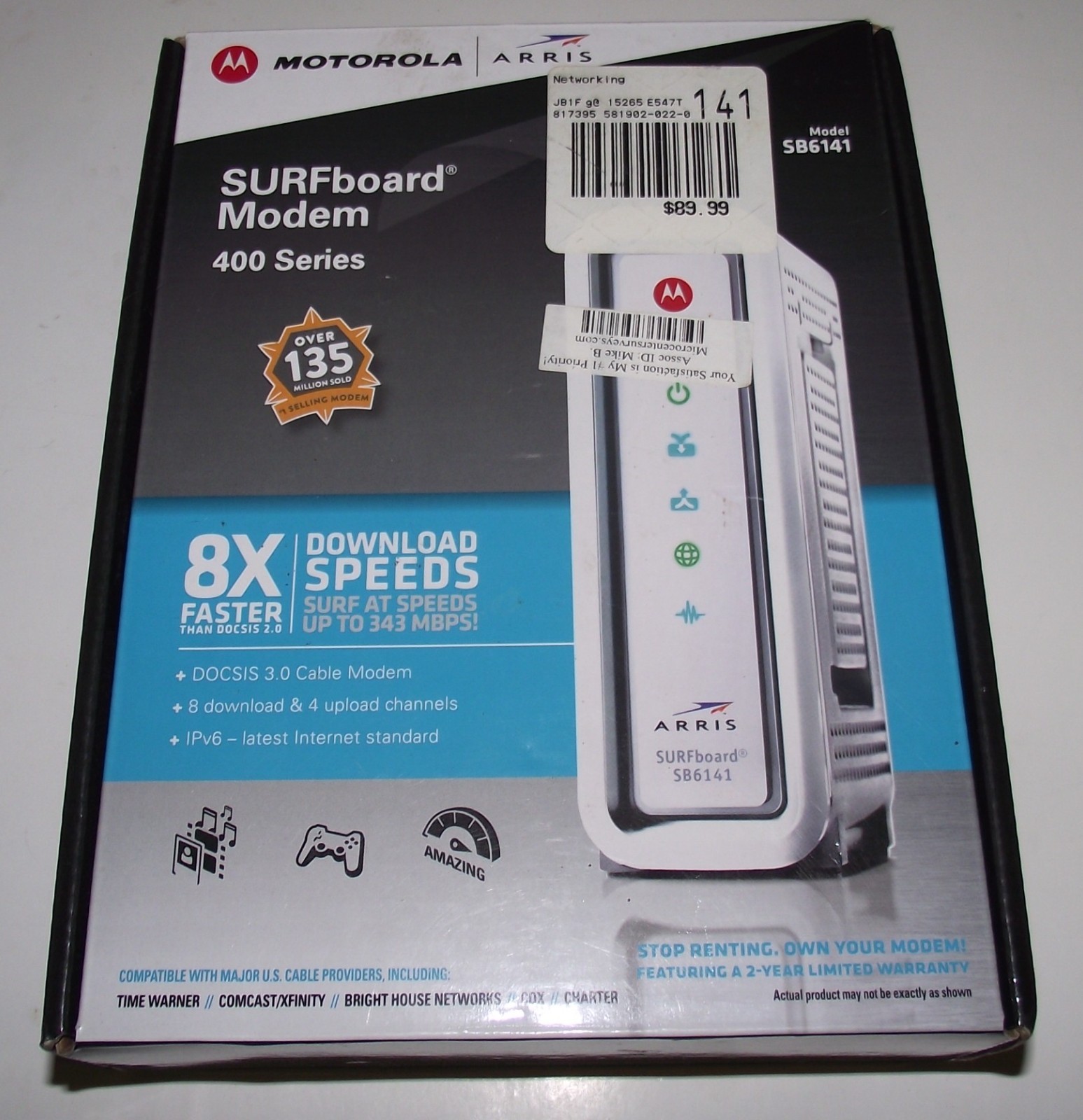 ARRIS Motorola SURFboard SB6141 Docsis 3.0 Cable Modem 400 Series