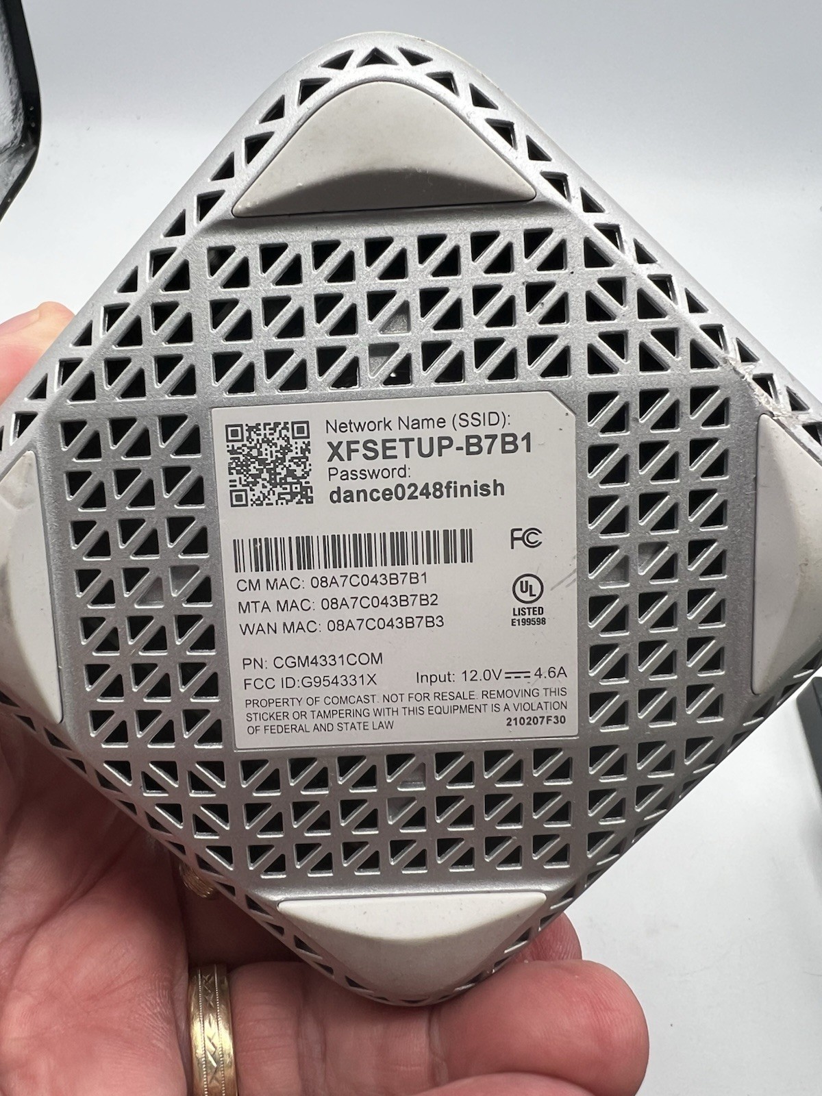Comcast Xfinity XB7-T Modem WiFi Router CGM4331COM **NO Power Cord**