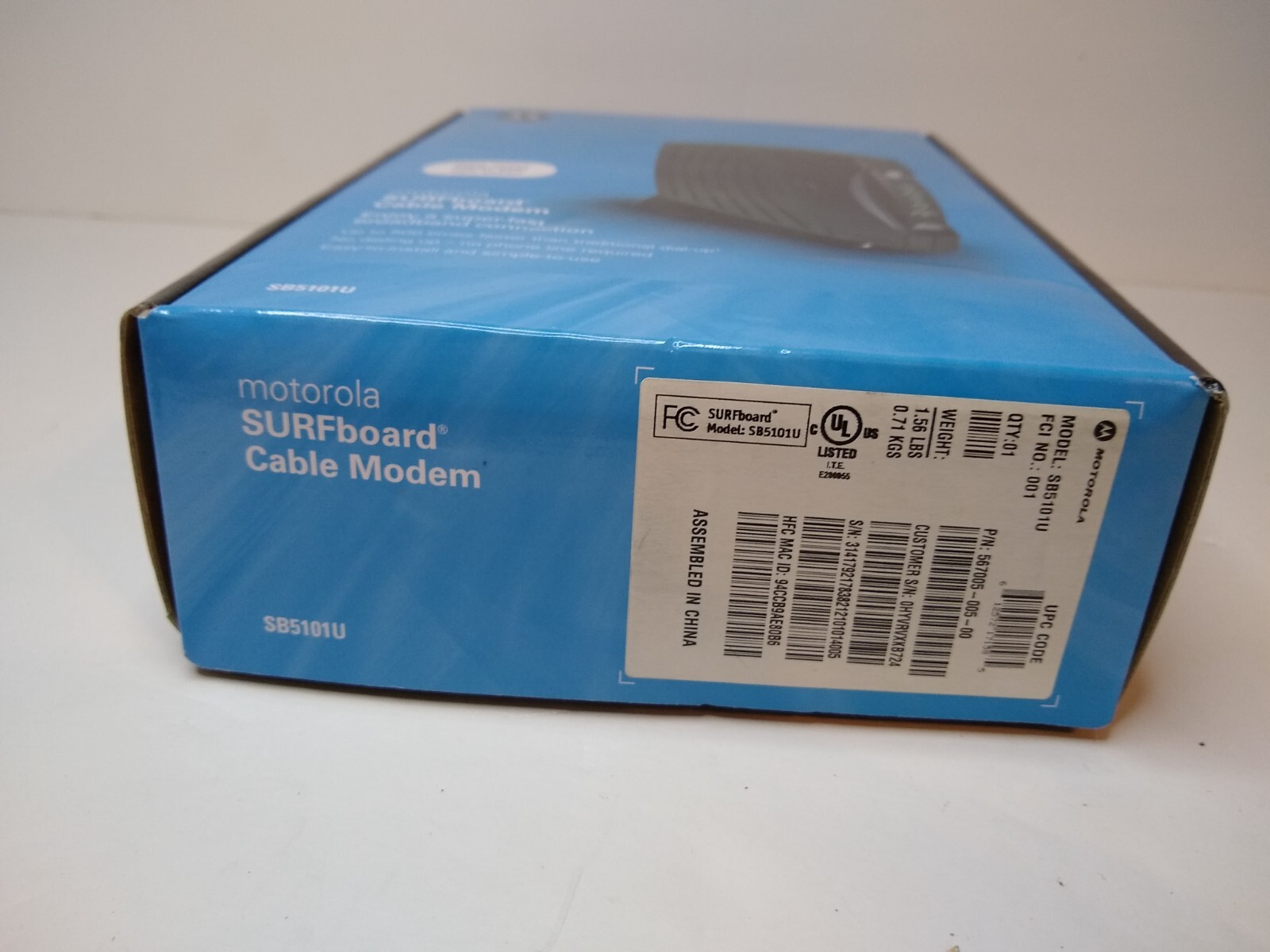 Motorola SURFboard SB5101U (567005-005-00) 38.91 Mbps Cable Modem NEW Open Box
