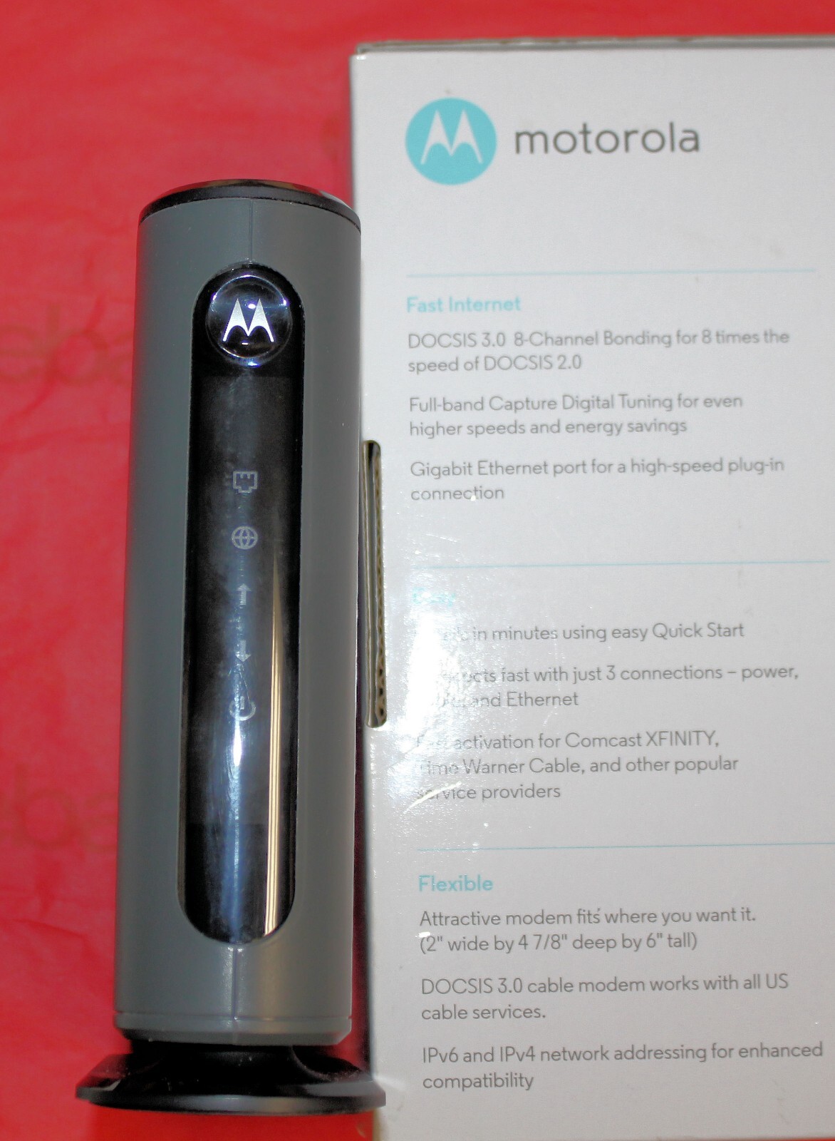 Motorola MB7220 Black 343 Mbps DOCSIS 3.0 8×4 Channel Bonding Cable Modem