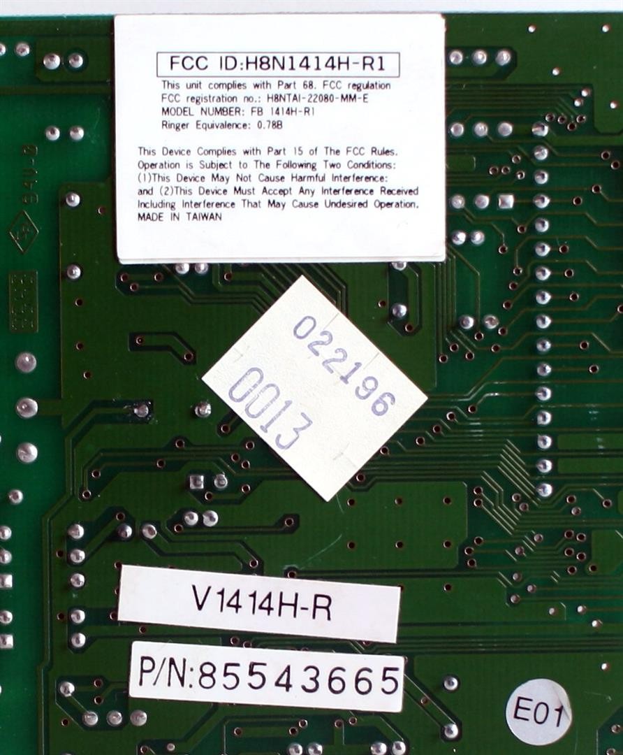 Modem ISA, FCC ID: H8N1414H-R1, REG.NO: H8NTAI-22080-MM-E