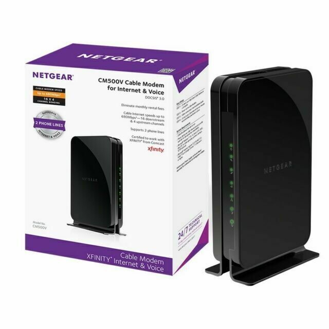 Netgear® CM500V 16×4 DOCSIS 3.0 680Mbps High Speed Cable Modem with Voice Phone