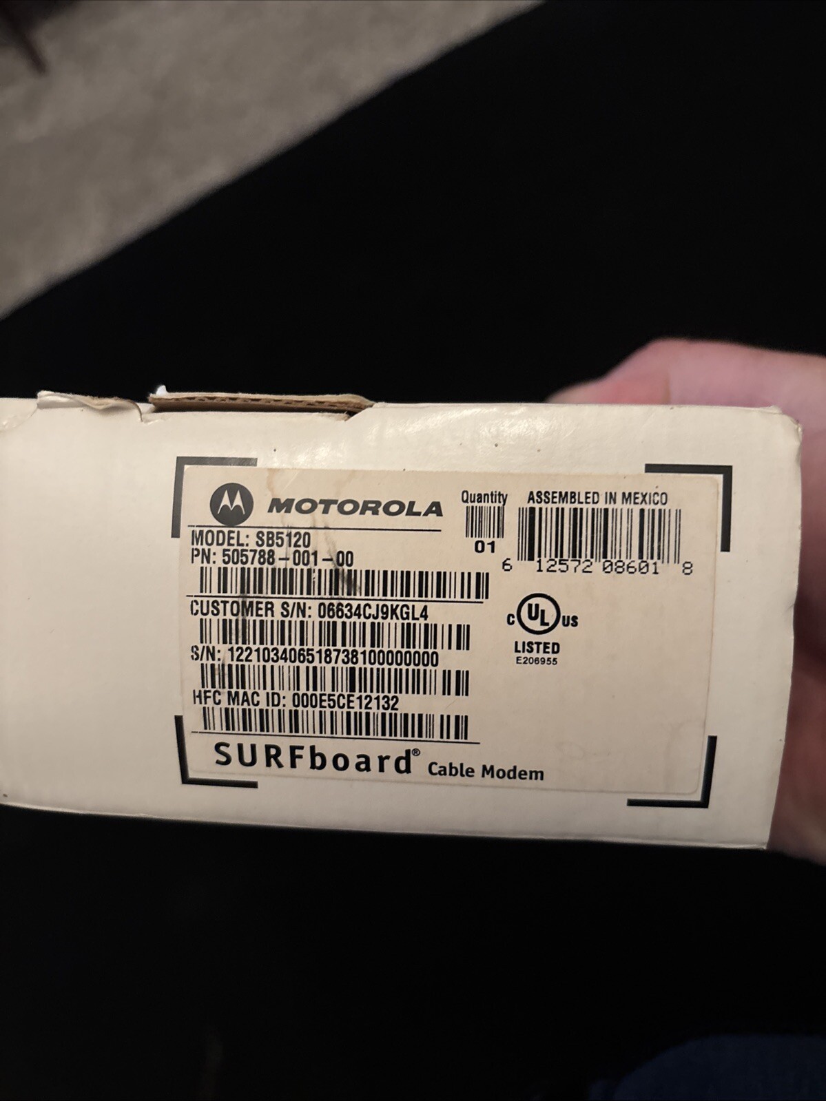 Motorola SB5120 SurfBoard Cable Modem – Working – VG Condition – Fast Shipping !