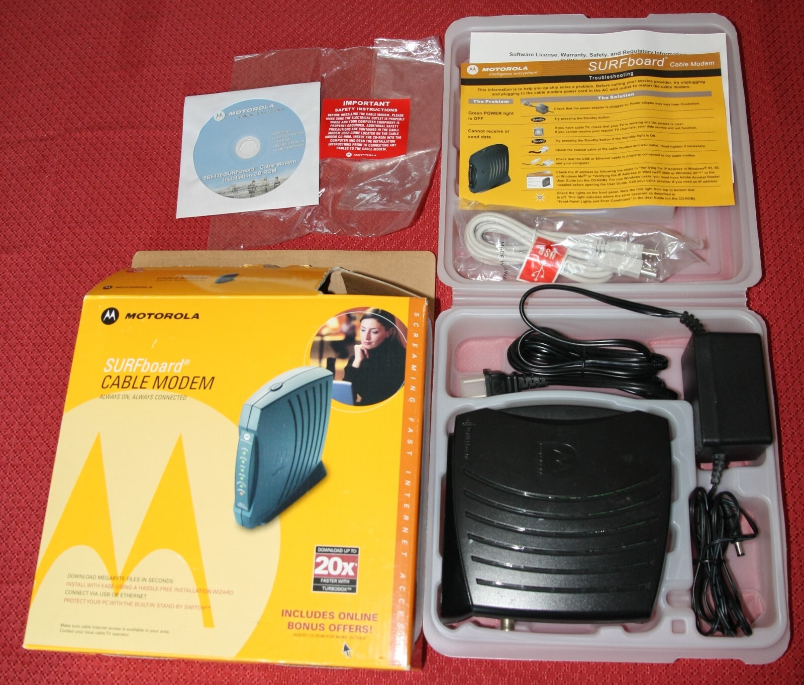 Motorola SURFboard SB5120 Cable Modem 505808-007-00 USB CIB – Bad Ethernet port
