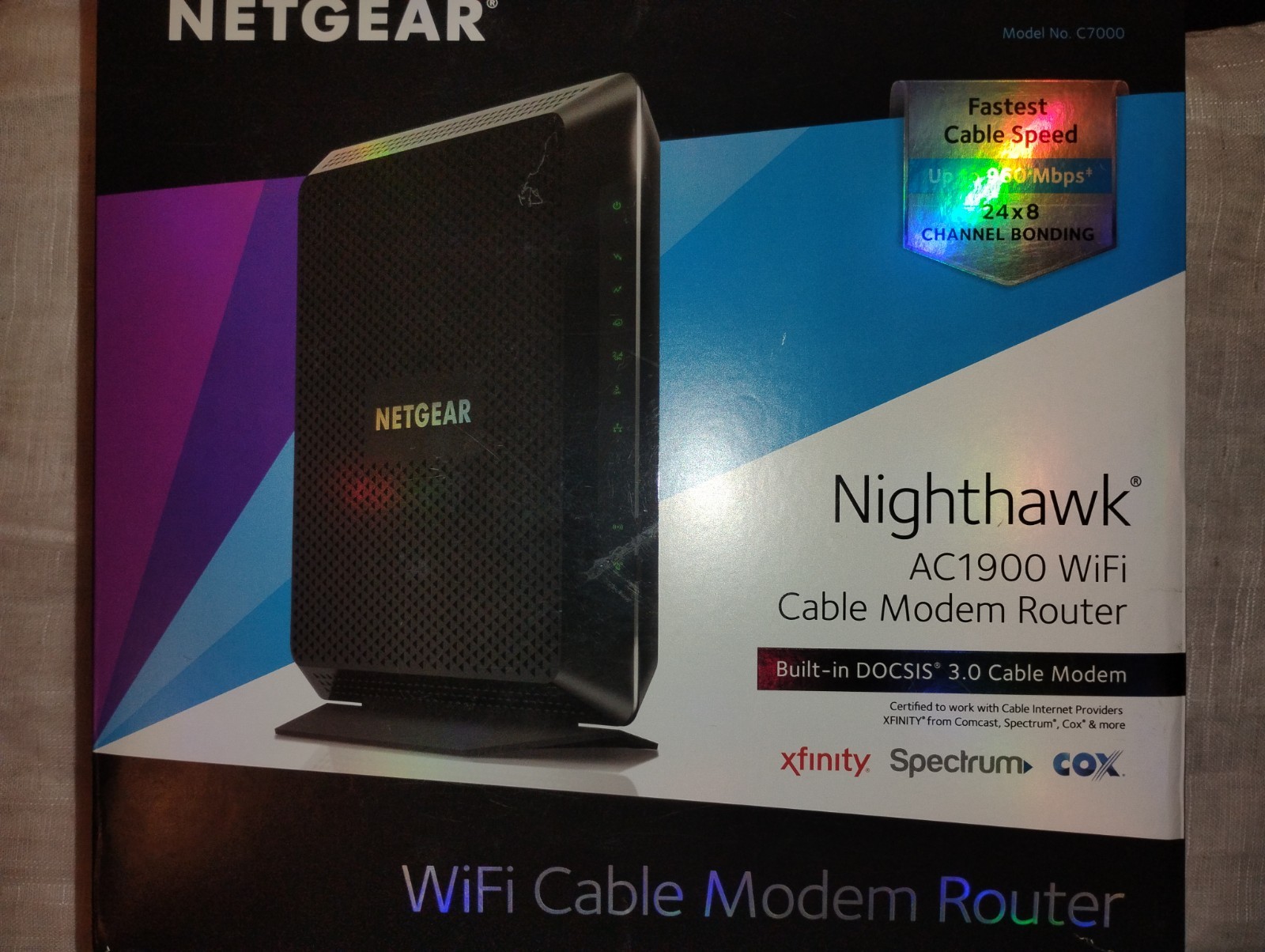 NETGEAR Nighthawk Dual Band AC1900 WiFi Cable Modem Router – Black