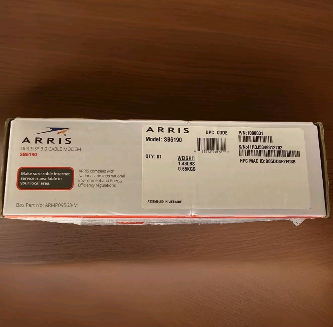 ARRIS Surfboard SB6190-RB DOCSIS 3.0 Cable Modem, White Open Box
