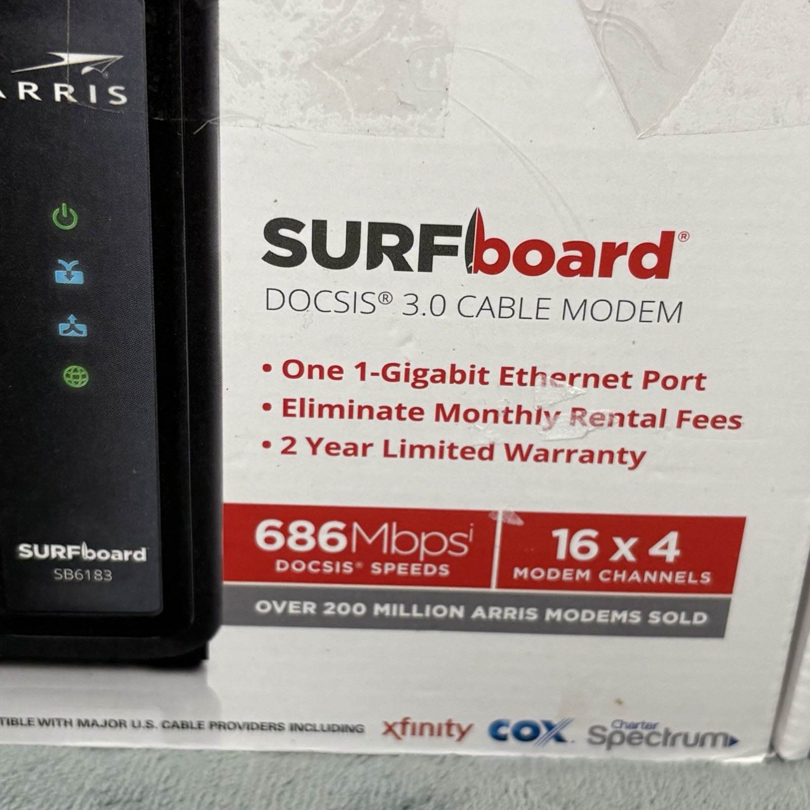 ARRIS SURFboard SB6183 DOCSIS 3.0 16×4 Gigabit Cable Modem, 686 Mbps
