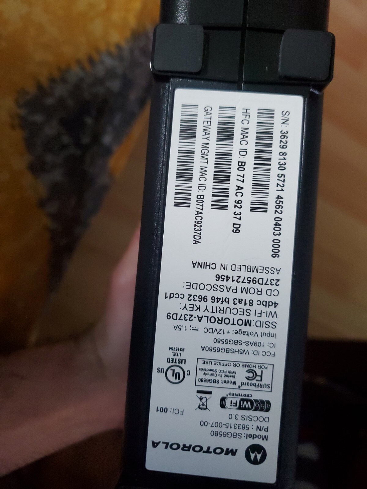 Motorola SBG6580 Wireless Cable Modem Router very nice free shipping