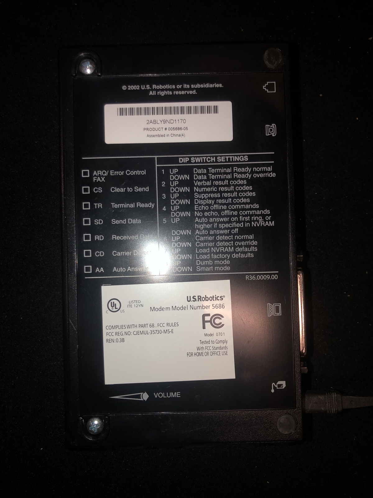 US Robotics Modem Model 5686 V.92