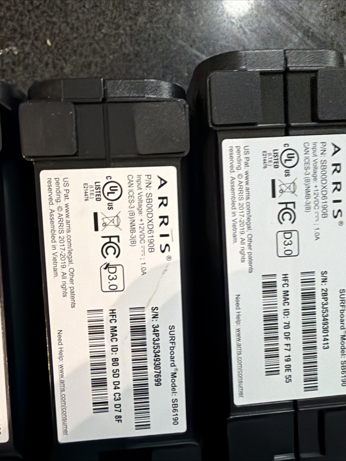 ARRIS SURFboard DOCSIS 3.0 Cable Modem – SB6190B Lot Of 4
