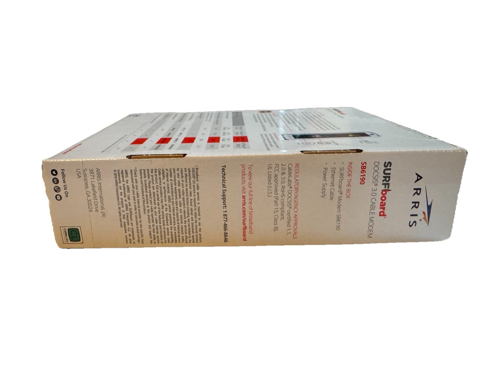 ARRIS SURFboard DOCSIS 3.0 Cable Modem – SB6190 With Yellow Ethernet Cable
