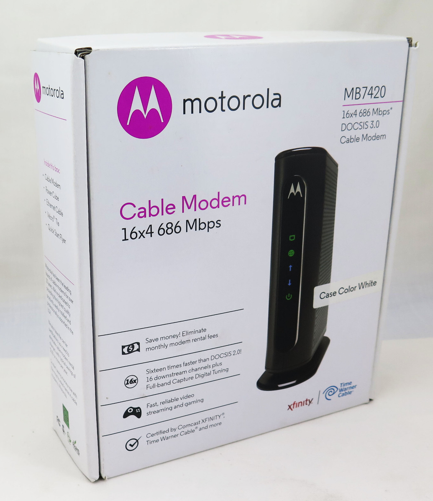 Open Box, Motorola 16×4 Cable Modem, Model MB7420, 686 Mbps, DOCSIS 3.0