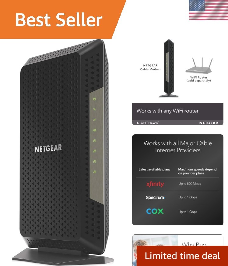 DOCSIS 3.1 Nighthawk CM1200 Cable Modem – Seamless Streaming for All Providers