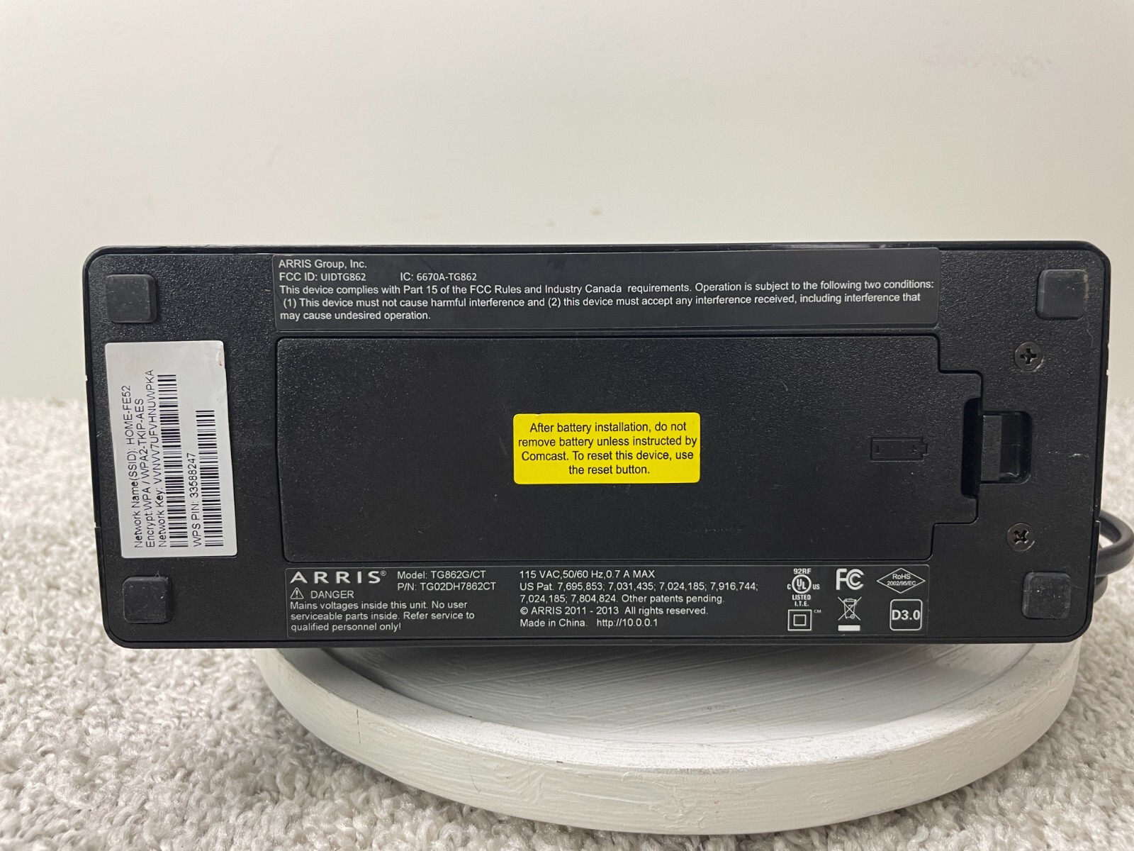 Arris Xfinity TG862G/CT Residential Router Wireless Modem Black Tested/Works