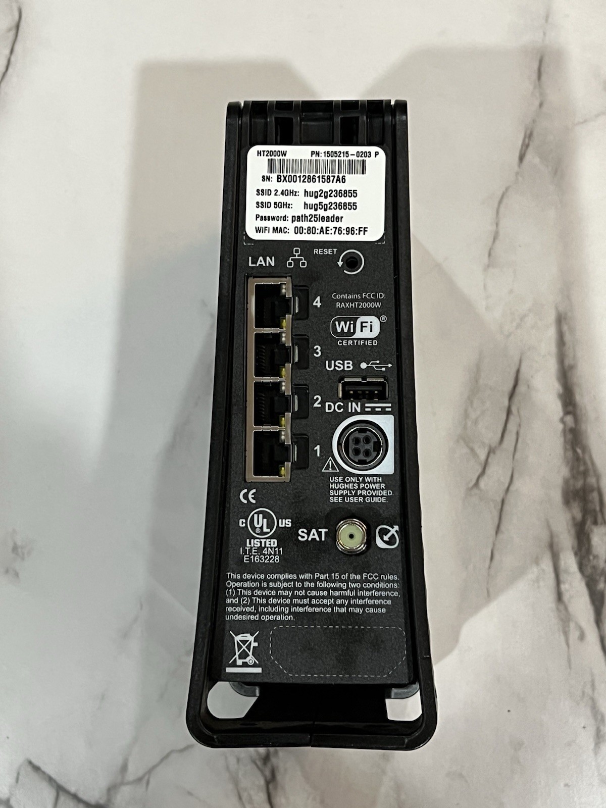 HughesNet HT2000W Black Satellite Dual Band 2.4Ghz-5Ghz Internet Modem Router