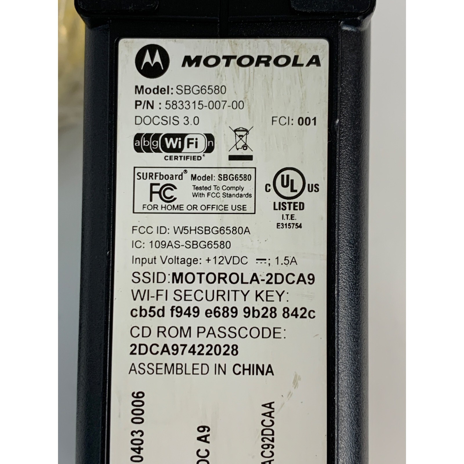 Motorola SBG6580 Surfboard extreme wireless cable modem and Gigabit Router 5961