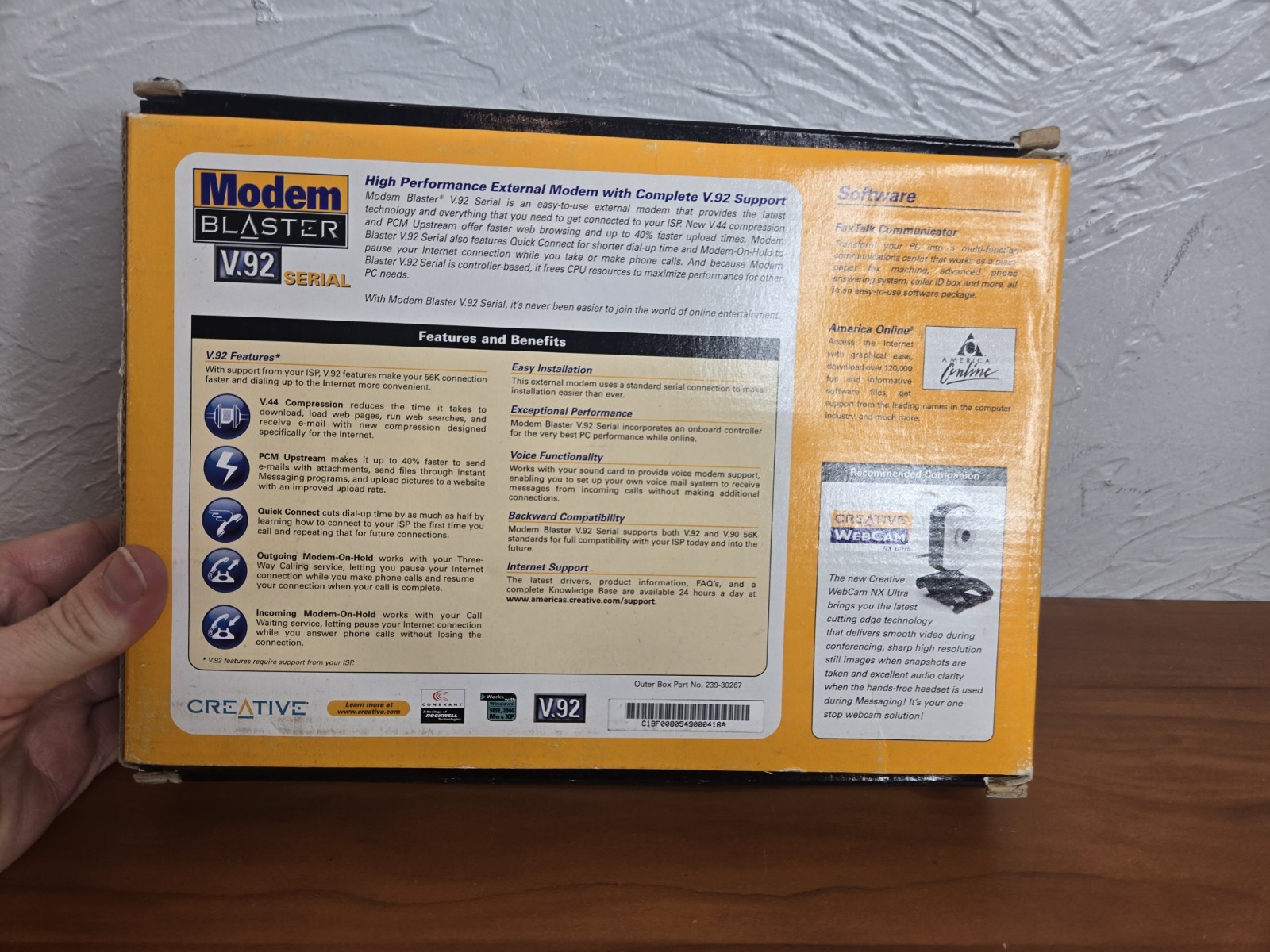 NEW Creative Modem Blaster V.92 Serial External 56K Dial-Up Modem NIB Retro PC