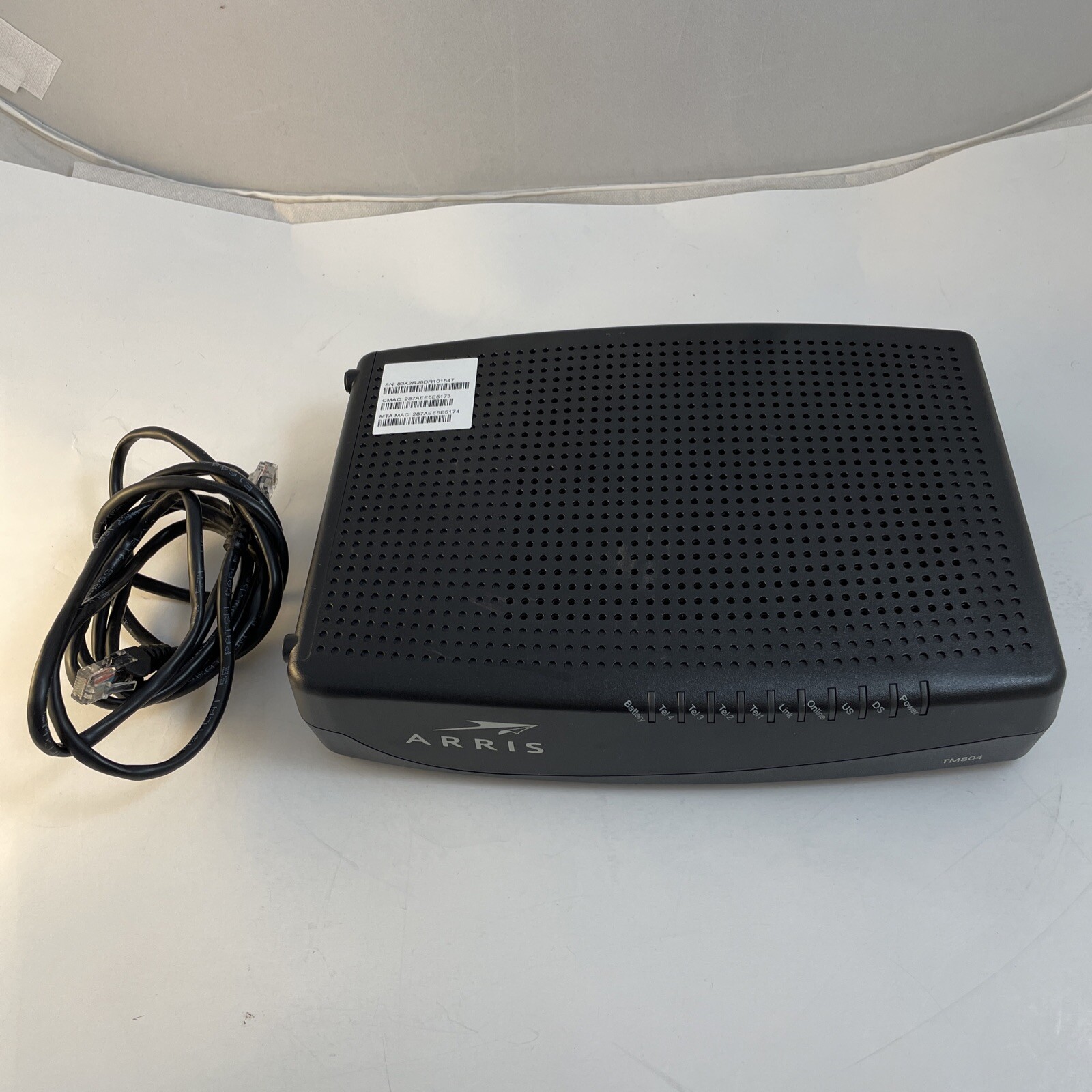 ARRIS Touchstone TM804G/CT DOCSIS 3.0 Telephony Modem TM804 Black NO POWER CORD