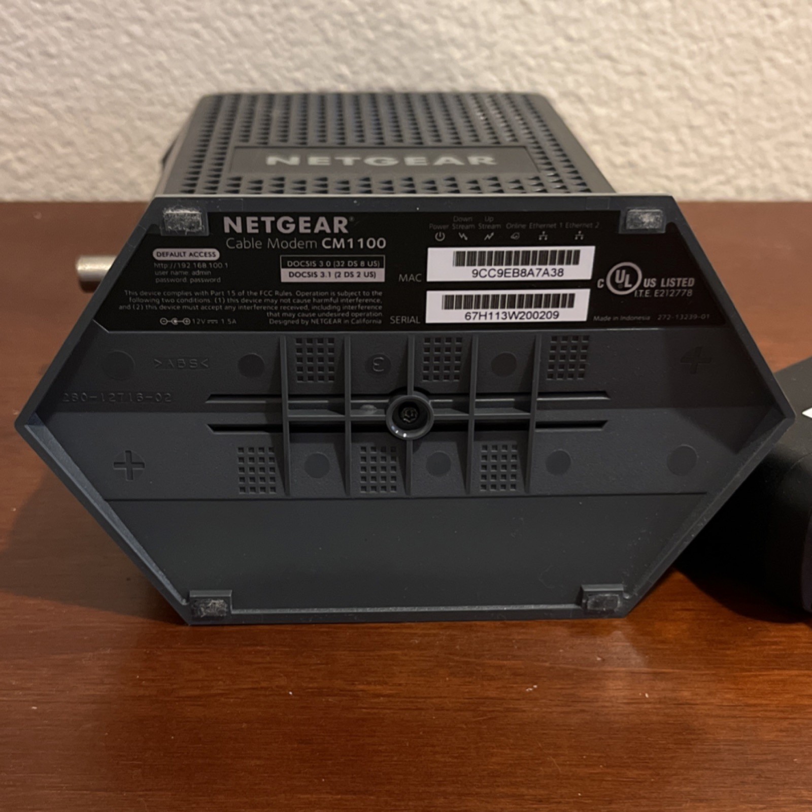 NETGEAR CM1100 Cable Modem with Power Adapter – Used, EXCELLENT CONDITION