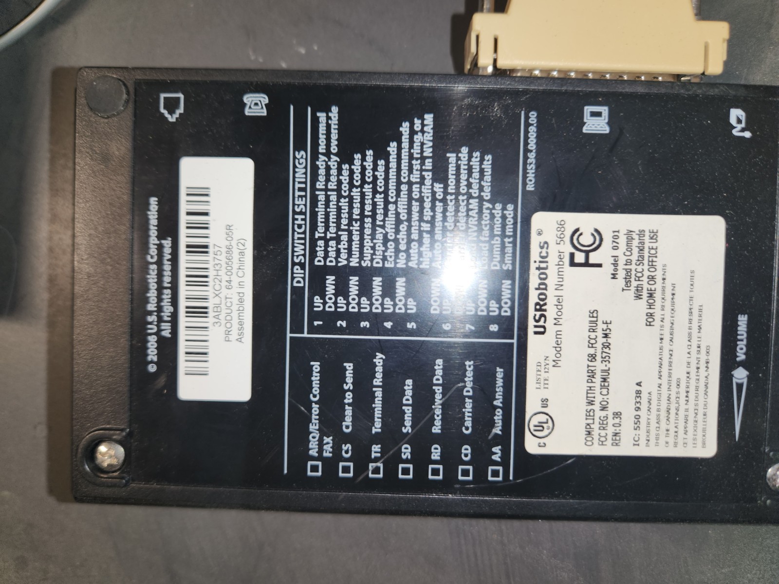 USRobotics 5686G External Faxmodem 56K V92 V90 USR5686E