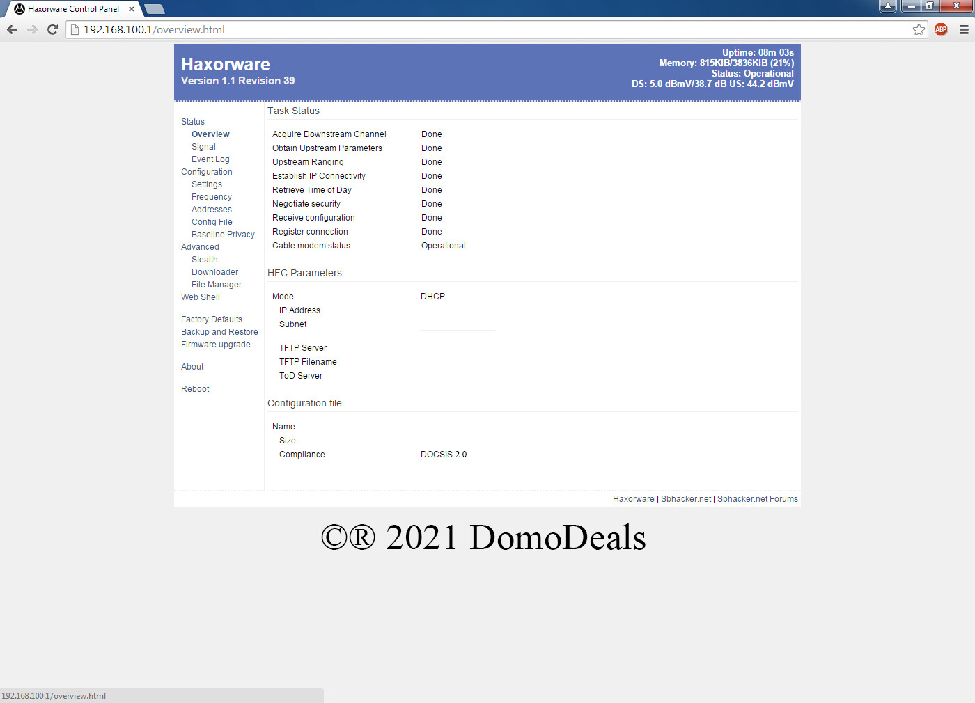 Motorola SB5101 DOCSIS 2.0 Cable Modem with Haxorware