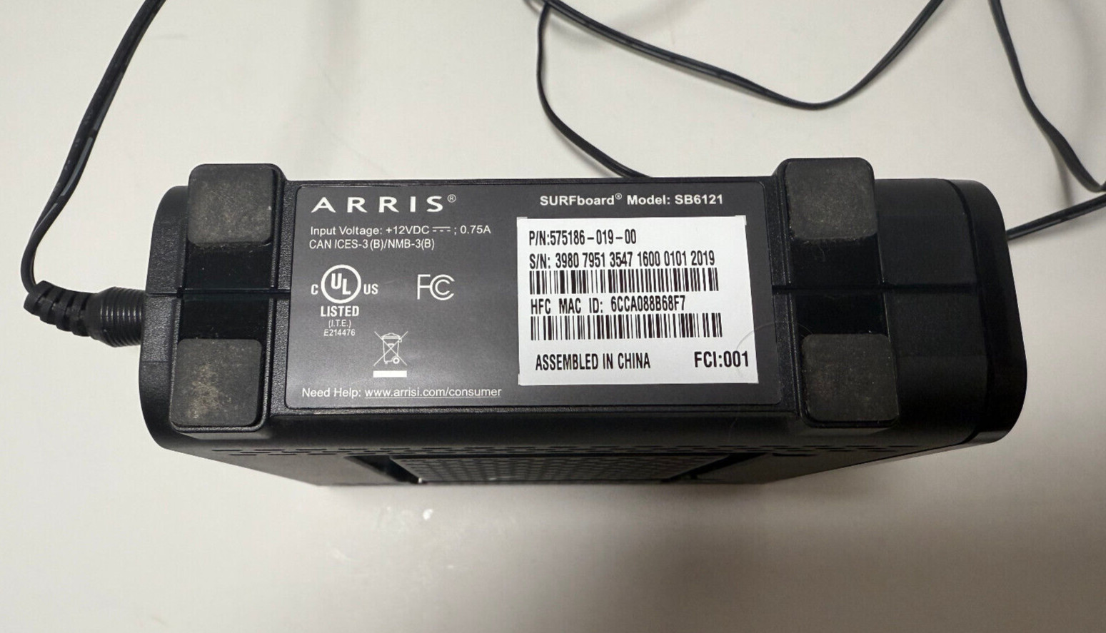 Arris Surfboard SB6121 Cable Modem High Speed Internet Black