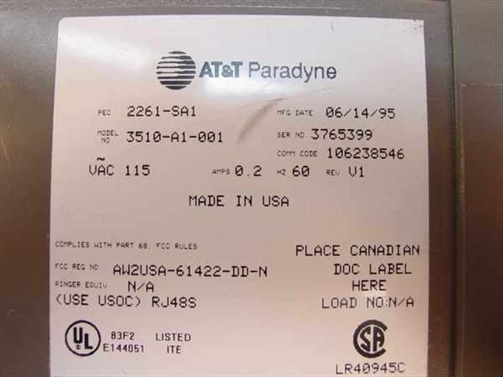 AT&T Paradyne 3510-A1-001 DSU Modem V.35 EIA-232 2261-SA1 Desktop Telecom