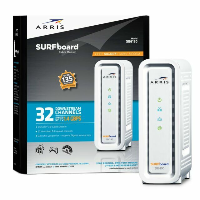 ARRIS Surfboard SB6190 Cable Modem DOCSIS 3.0 – White (Open Box)