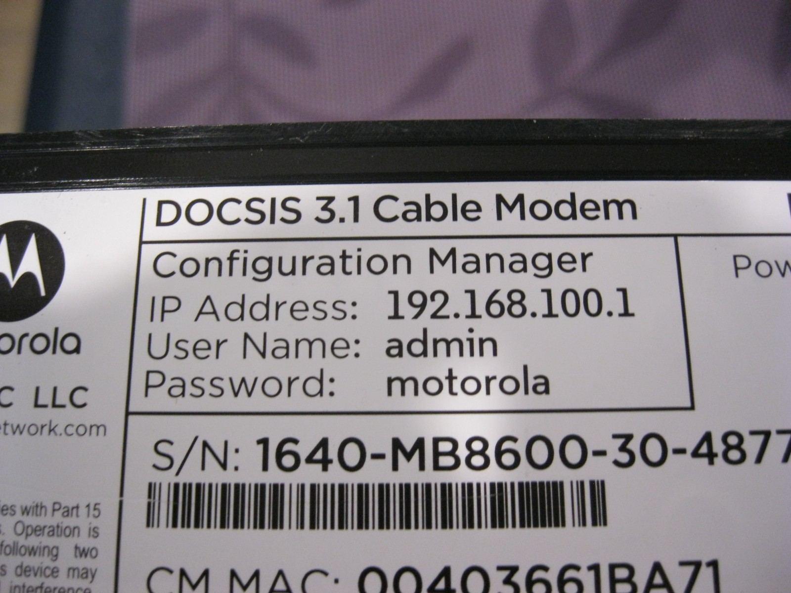 Motorola MB8600 DOCSIS 3.1 Cable Modem – FREE SHIPPING