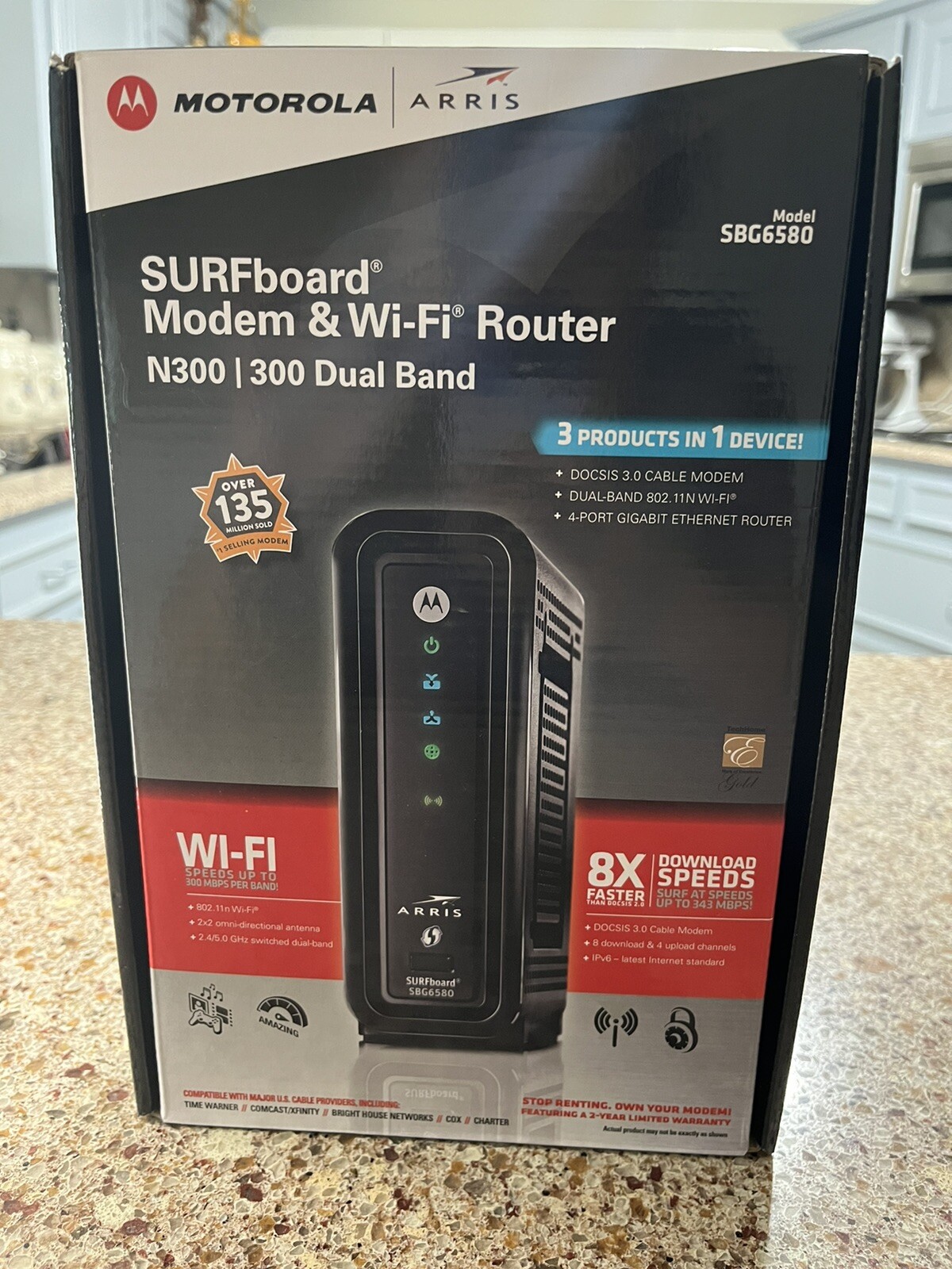 ARRIS SBG6580-2 8×4 DOCSIS 3.0 Cable Modem/Wi-Fi N600 N300
