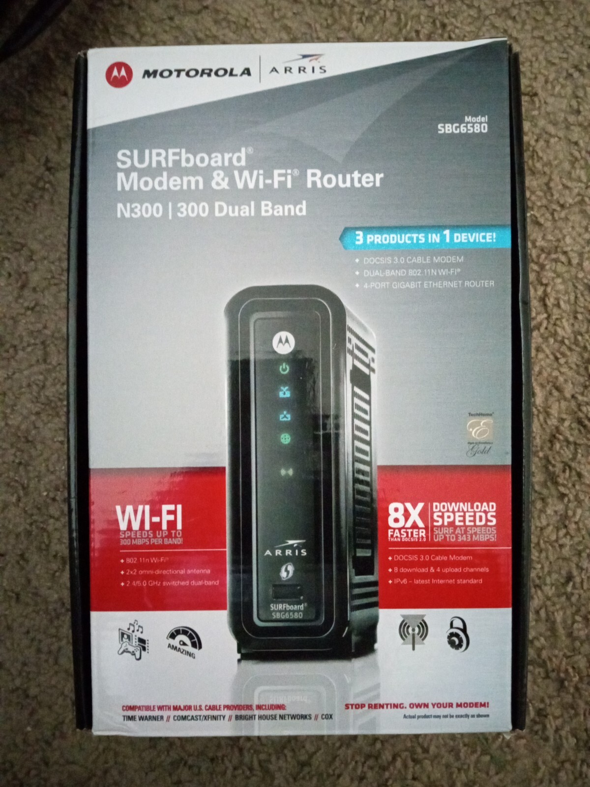 Motorola ARRIS SURFboard SBG6580 DOCSIS 3.0 Cable Modem and Wi-Fi Router N300
