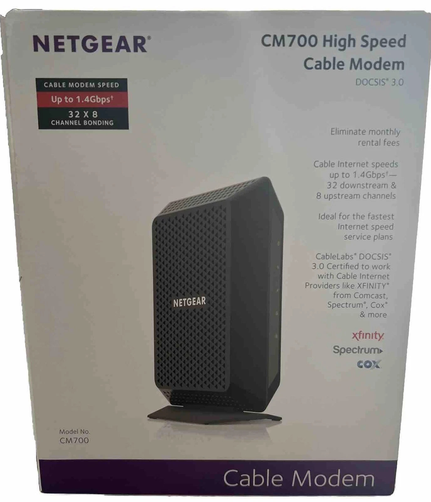 NETGEAR CM700 High Speed Cable Modem CM700-100NAS 1.4Gbps DOCSIS 3.0. NEW!