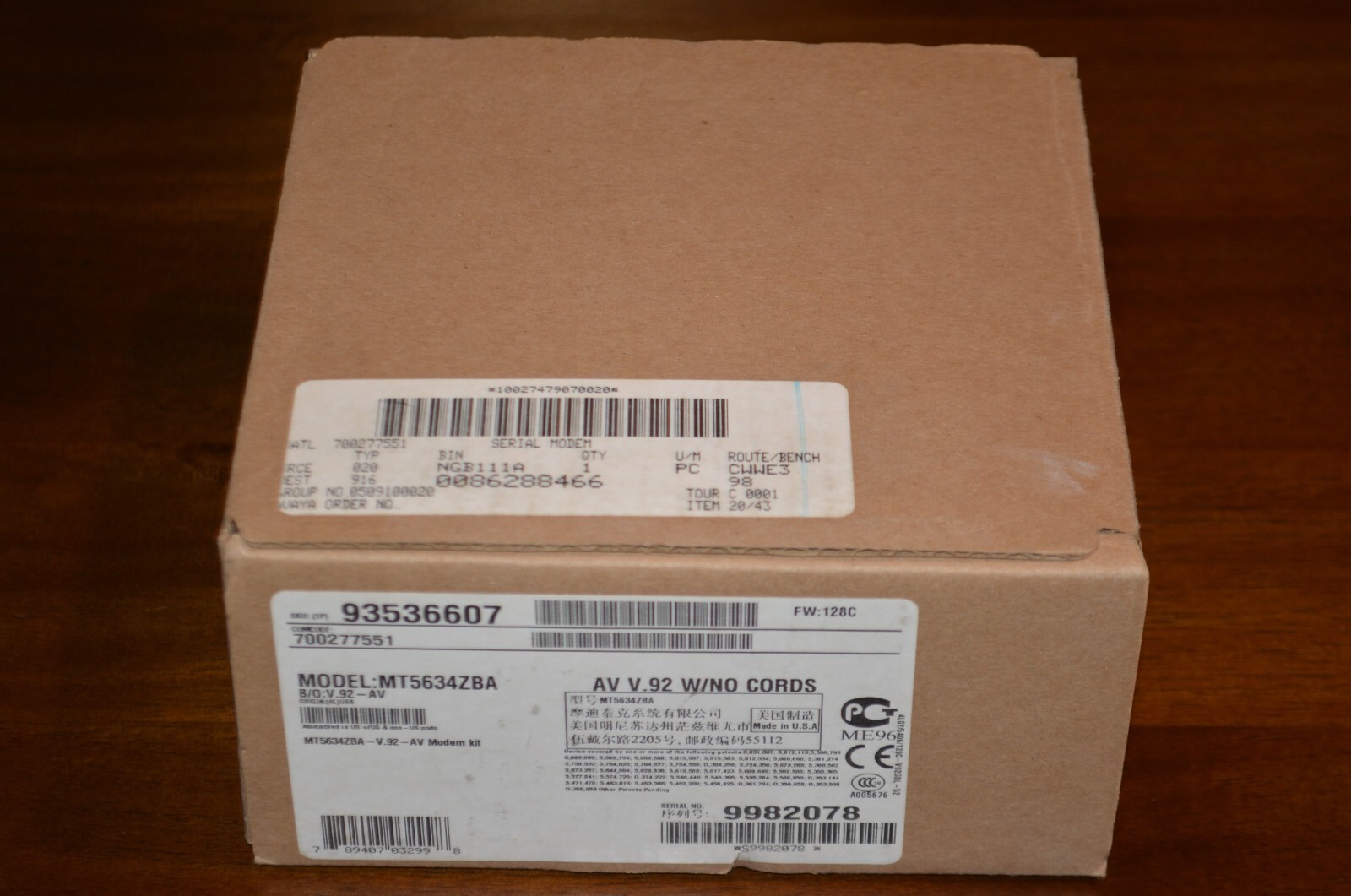 MultiTech MultiModem MT5634ZBA Serial V.92 AV External Desktop Data Fax Modem