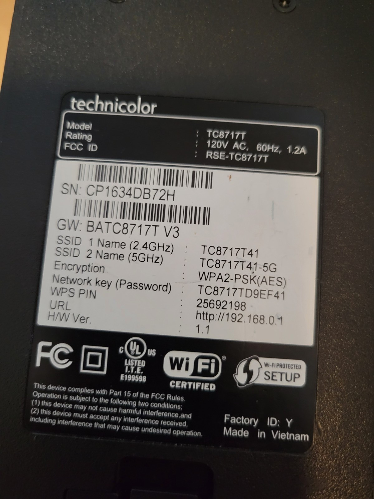 Technicolor TC8717T Wireless Modem