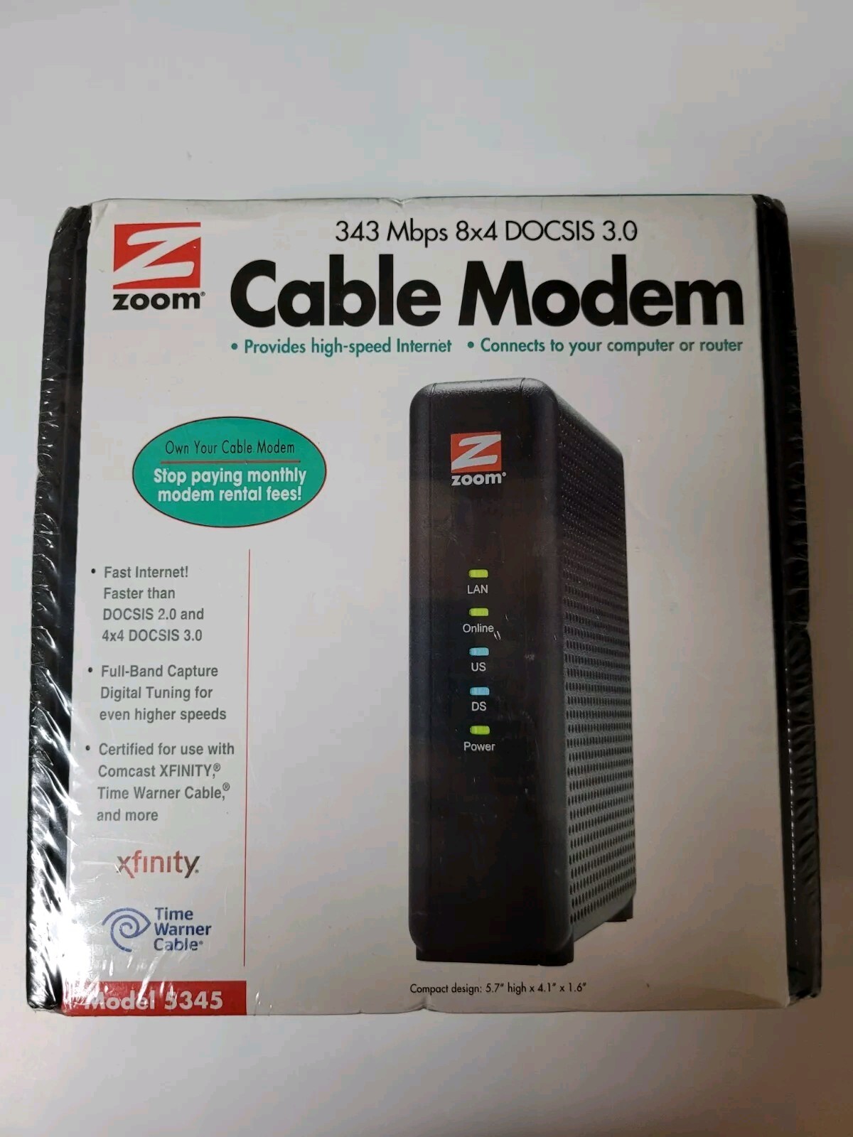 New! Sealed! Zoom DOCSIS 3.0 High-Speed Cable Modem 5345