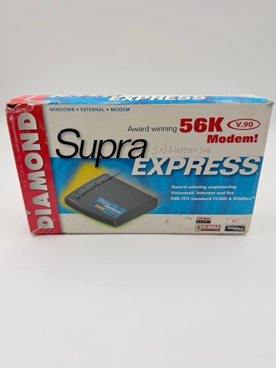 Diamond Supra Express 56K External Modem V.90 Vintage Dial-Up PC Complete