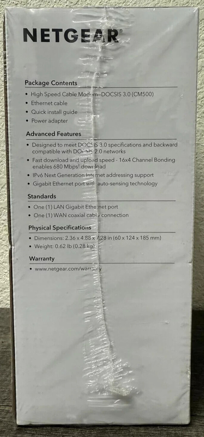 NETGEAR Cable Modem CM500 | Compatible With Xfinity Spectrum Cox DOCSIS 3.0 New
